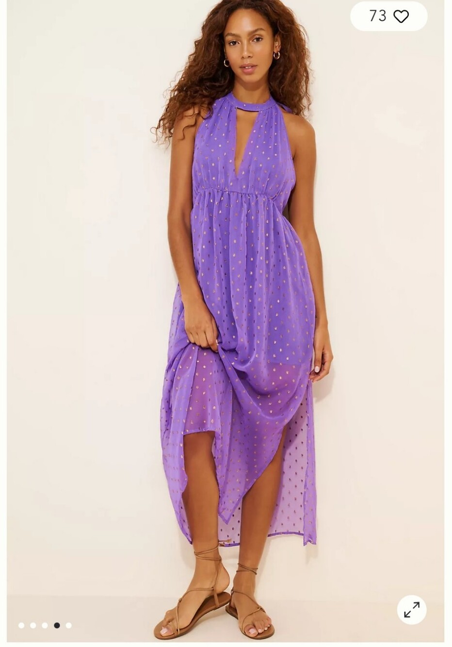 Anthropologie Celandine Beach Disco Plunging Maxi Dress Size Large Nwt  Purple